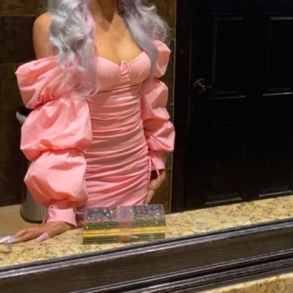 Pink Fashion Nova ruched dress💞
